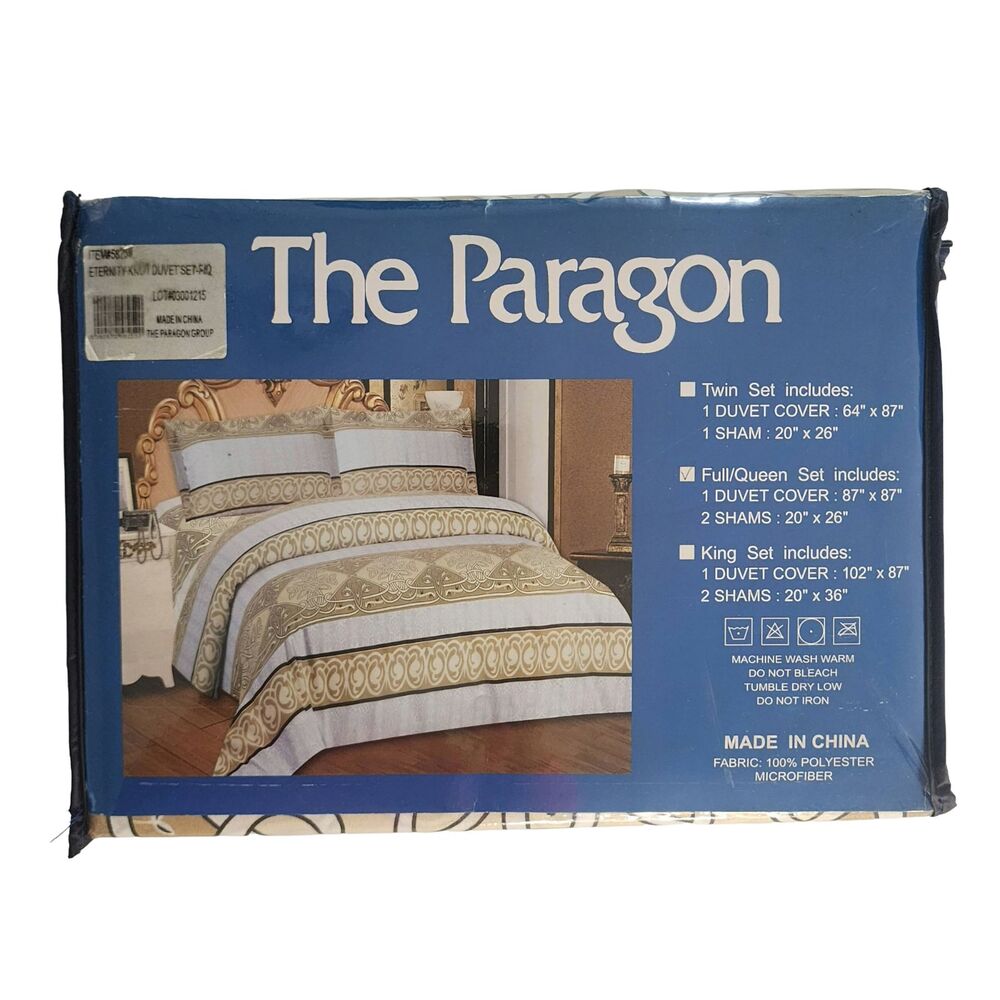 The Paragon Eternity Knot Full/Queen Microfiber Duvet Cover Set Beige Cream Poly